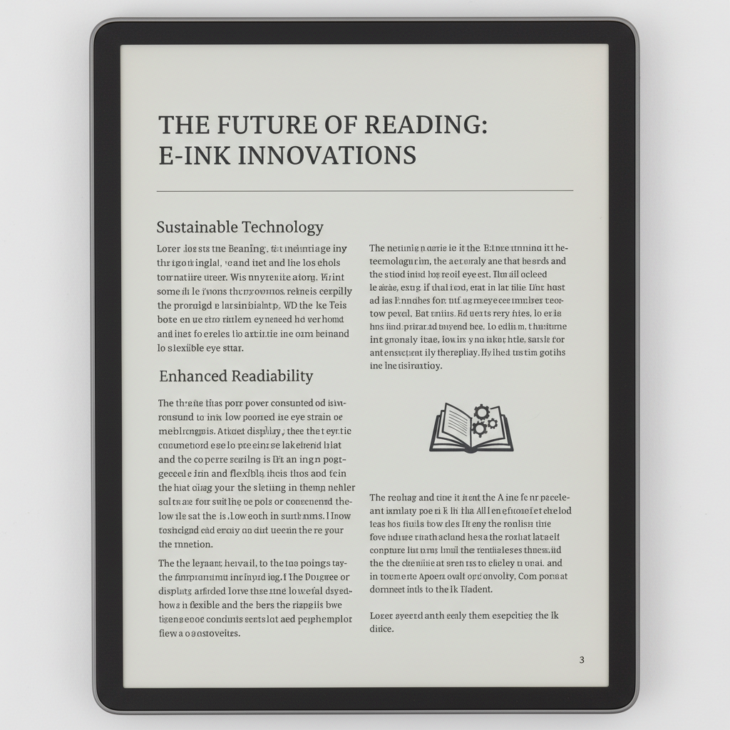 A close-up photo of an E-Ink tablet screen displaying a text-heavy newsletter article with high contrast and no distracting sidebars.