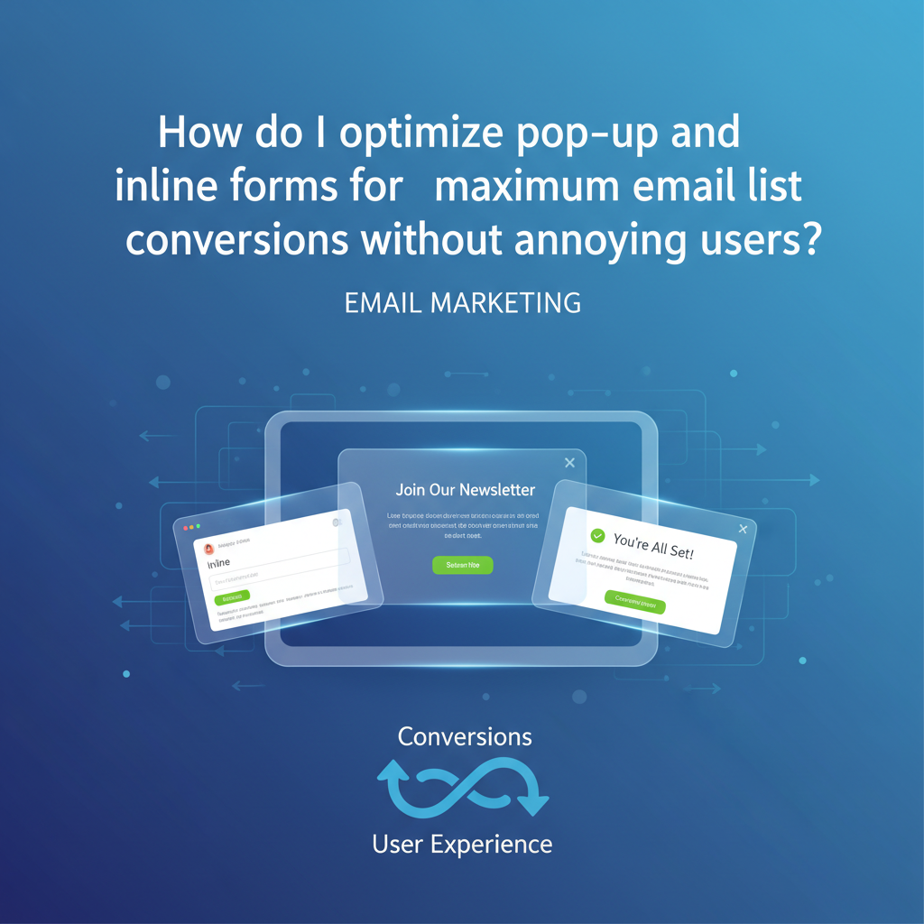 How do I optimize pop-up and inline forms for maximum email list conversions without annoying users?
