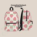 Personalized Cute Strawberry Fruit Backpack Lunch Bag Set, Back To School Tumbler Bookbag, Custom Travel Knapsack, Teen Girl Birthday Gift