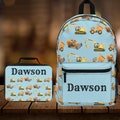construction backpack, construction lunchbox  kids bento box cup construction book bag construction backpack construction lunchbox