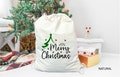 Merry Christmas Santa Sack, Cute Christmas Tree Bag, Holiday Tote Bag, Canvas Sack Bag, Christmas Gift Bag,  Xmas Party Favor Bags