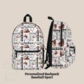 Personalized Baseball Backpack Tumbler Set, Kid Sport Back To School Lunch Bag, Custom Name Travel Daycare Knapsack, Bookbag  Birthday Gift