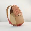 Cardboard backpack with unique lid Template. DIY Printable Pattern for creating backpack with lid from corrugated cardboard