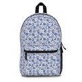 Blue Floral Backpack, Lightweight and Waterproof, Adjustable Shoulder Straps, Blank Name Tag, USA Assembled. Travel Bag, School Bag, Day