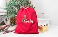 Personalized Christmas Gift Tote Bag, Christmas Tree Santa , Christmas Gift Totes, Family Gift Bag, Santa Gift Bag, Custom Name Tote Bag