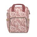 Climbing Pink Leaves, Multifunctional Diaper Backpack
