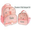 Children's All Over Print Backpack and Lunchbox Set Stephen Joseph with Embroidery Personalization, Strawberry backpack, Bunny Backpack set
