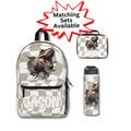 Personalized T-Rex Dinosaur Laptop Backpack, Matching Lunch Bag, Matching Water Bottle with Straw, Back to School Set, Custom Gift for Boy
