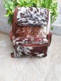 Cowhide bag Handmade Hair on Brown And White Cowhide Backpack Cow Hide Diaper Backpack unisex Daily use Bag Western Leather Backpack gift
