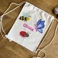 Personalised Bug Drawstring Nursery/School Bags