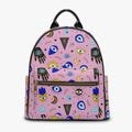Pink Evil Eye Witchy All Over Printed PU Backpack