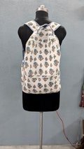 Quilted Cotton Handprint Large Pink white Bag-pack Eco friendly Sustainable Travel Holiday Beach Shopping Handmade Artist Boho Carry All