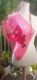 Vintage 90's Pink Plastic One Strap Back pack  Clear Patent PVC , UNISEX  Sling  Fun Bag Festival Summer  see trough, Sheer crosbody bag