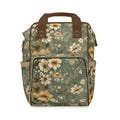 Cottagecore Floral Diaper Bag, Vintage Botanical Backpack, Multifunctional Bag, Organizer, Mom Travel Tote, Multifunctional Diaper Backpack