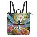 Watercolor Dragonfly Women's Waterproof PU Leather Backpack, Anti-Theft Satchel Bag. Zippered backpack. Gift Idea. Vegan Leather