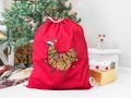 Christmas Chicken Funny Sack, Christmas Lights Chicken Bag, Christmas Chicken Sack, Funny Christmas Gift, Chicken Christmas Tote, Santa Sack