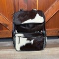 Black Leather Cowhide Large Backpack Western Bag