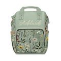Diaper Backpack, Teal Wildflower Design, Custom Name, Baby Shower Gift, Mom Essential, Nursery Organizer Bag