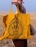 Abheda Yoga Bag | Handmade Yellow Tote Bag with Chakra Symbol Design, Eco-Friendly Canvas Bag, Boho Tote Bag ,yoga tote bag